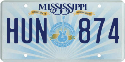 MS license plate HUN874