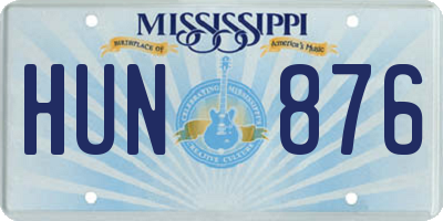 MS license plate HUN876