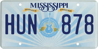 MS license plate HUN878