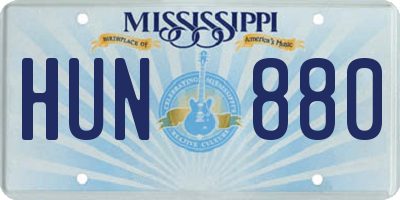 MS license plate HUN880