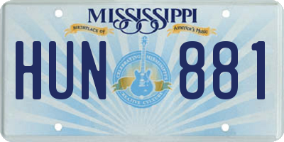 MS license plate HUN881