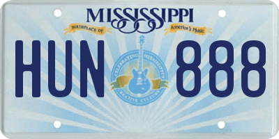 MS license plate HUN888