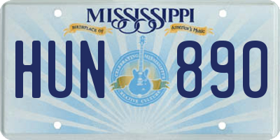 MS license plate HUN890