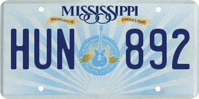 MS license plate HUN892