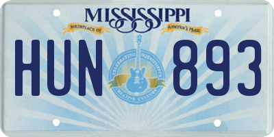 MS license plate HUN893