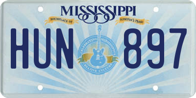 MS license plate HUN897