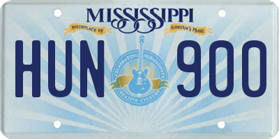 MS license plate HUN900