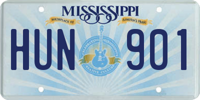 MS license plate HUN901