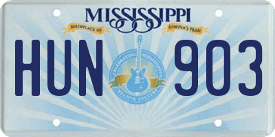 MS license plate HUN903