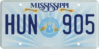 MS license plate HUN905
