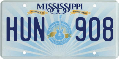 MS license plate HUN908