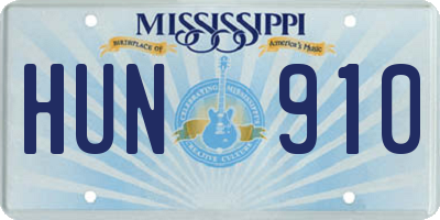 MS license plate HUN910