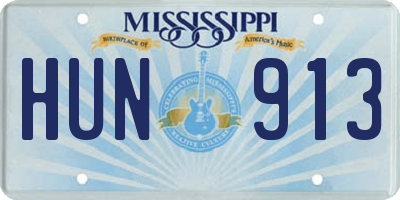 MS license plate HUN913
