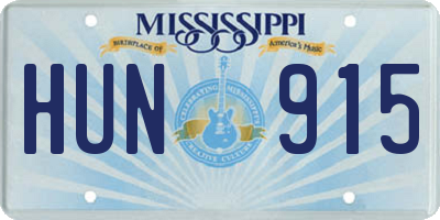 MS license plate HUN915