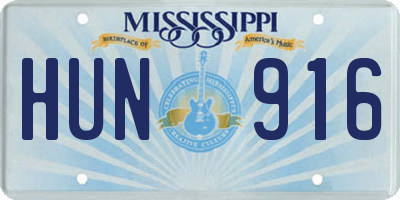 MS license plate HUN916