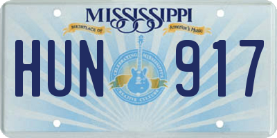 MS license plate HUN917
