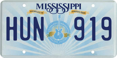 MS license plate HUN919
