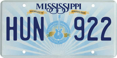 MS license plate HUN922