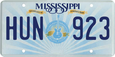 MS license plate HUN923