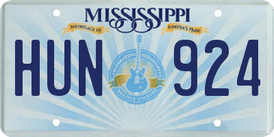 MS license plate HUN924
