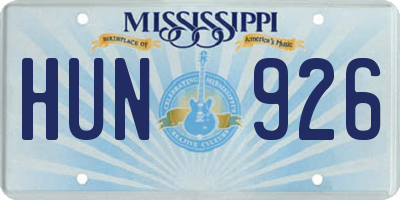 MS license plate HUN926