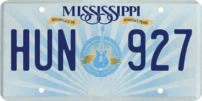 MS license plate HUN927