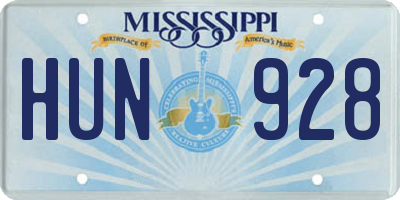 MS license plate HUN928