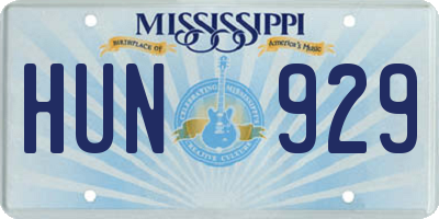 MS license plate HUN929