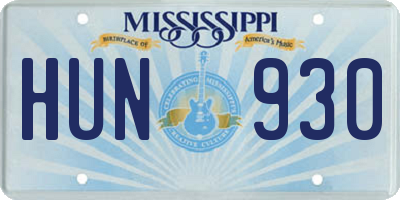 MS license plate HUN930