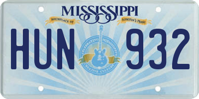MS license plate HUN932