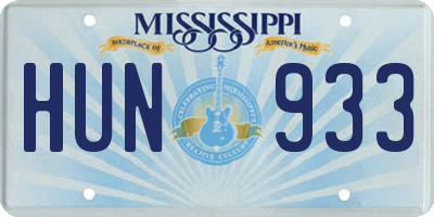 MS license plate HUN933