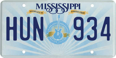 MS license plate HUN934