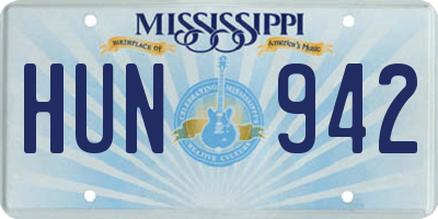 MS license plate HUN942
