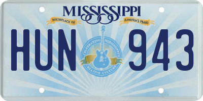 MS license plate HUN943