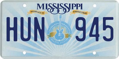 MS license plate HUN945