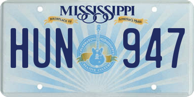 MS license plate HUN947