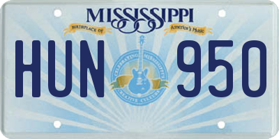 MS license plate HUN950