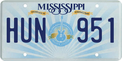 MS license plate HUN951