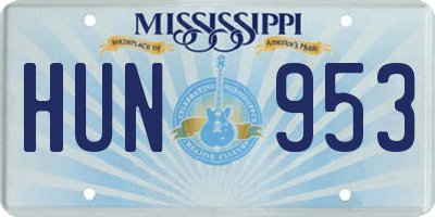 MS license plate HUN953