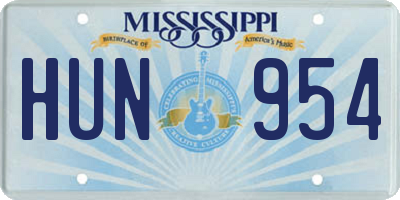 MS license plate HUN954