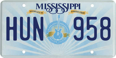 MS license plate HUN958
