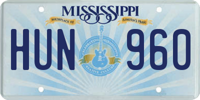 MS license plate HUN960