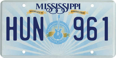 MS license plate HUN961