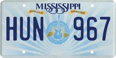 MS license plate HUN967