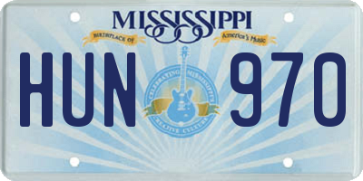 MS license plate HUN970