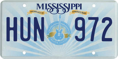 MS license plate HUN972