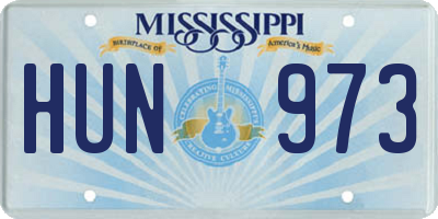 MS license plate HUN973