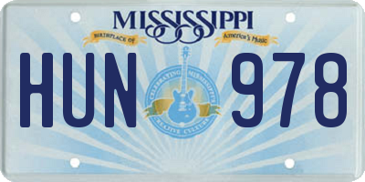 MS license plate HUN978