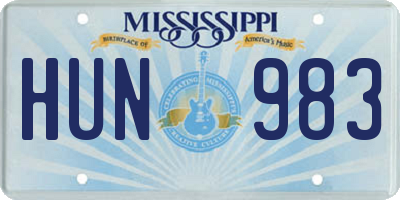 MS license plate HUN983