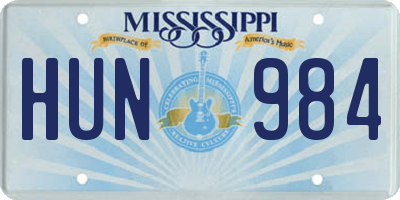 MS license plate HUN984